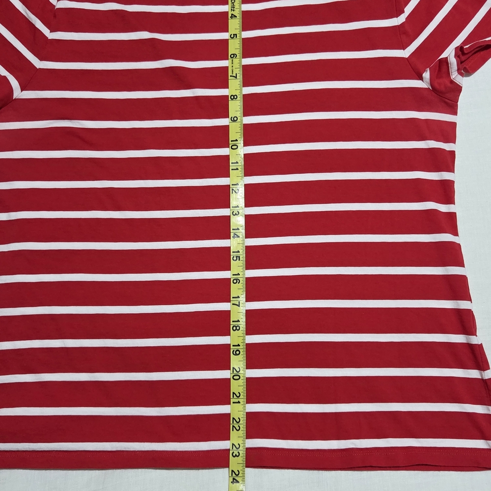 Talbots Scallop Red and White Striped Tee - Picture 14 of 15